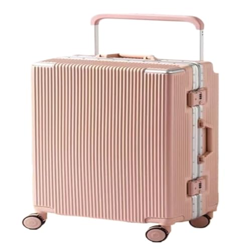 FRADSDBU Trolley-Koffer Breiter Trolley, Herren- und Damen-Koffer mit Aluminiumrahmen, Universalrad, Passwortbox, langlebiger Reisekoffer Reisekoffer (Color : Pink, Size : A) von FRADSDBU