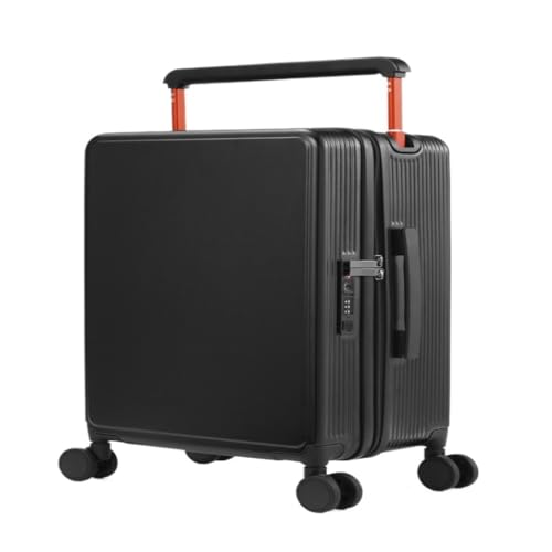 FRADSDBU Trolley-Koffer Breiter Trolley-Koffer, Kratzfester Trolley-Koffer Mit Doppelter Vorderseite, Wasserdichter Handgepäck-Koffer for Männer Und Frauen Reisekoffer (Color : Black, Size : A) von FRADSDBU