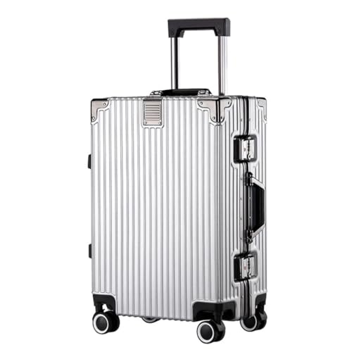 FRADSDBU Trolley-Koffer Gepäck, erweiterbarer Koffer, Trolley-Koffer for Herren und Damen, Boarding-Koffer, Lederkoffer Reisekoffer (Color : Silver, Size : 20) von FRADSDBU