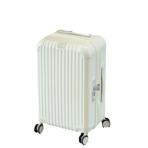 FRADSDBU Trolley-Koffer Gepäck, erweiterbarer Koffer, Trolley-Koffer for Herren und Damen, Boarding-Koffer, Lederkoffer Reisekoffer (Color : White, Size : 20) von FRADSDBU