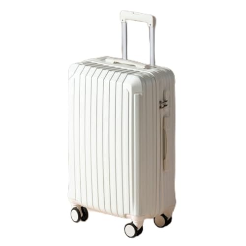 FRADSDBU Trolley-Koffer Herren-Gepäckkoffer, Robuster Und Langlebiger, Verdickter Reisecode-Lederkoffer Mit Lenkrollen Reisekoffer (Color : White, Size : A) von FRADSDBU