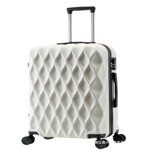 FRADSDBU Trolley-Koffer Herren- und Damenkoffer, Passwortboxen, Außenhandels-Übersee-Trolleys, Rollenkoffer Reisekoffer (Color : White, Size : 20) von FRADSDBU