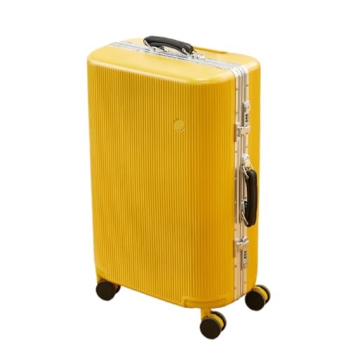 FRADSDBU Trolley-Koffer Koffer Passwort Box Koffer Herren und Damen Ins Trend Trolley Case Herren Universal Wheel Zipper Case Reisekoffer (Color : Yellow, Size : 24) von FRADSDBU