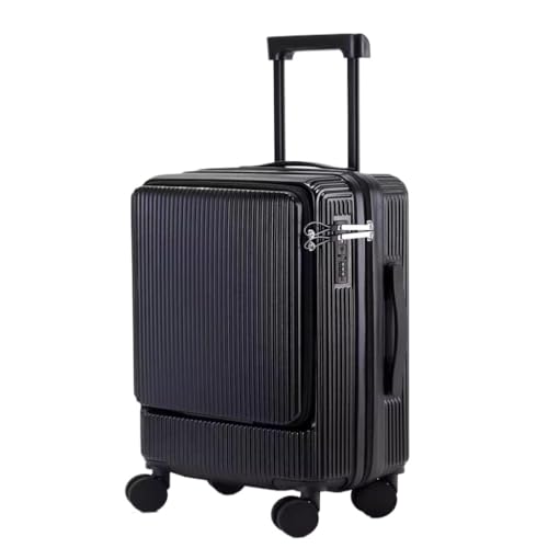 FRADSDBU Trolley-Koffer Neues Herren- und Damengepäck, multifunktionale, vorne öffnende Reisecode-Box, 20 Zoll, for Boarding-Geschäfte Reisekoffer (Color : Black, Size : 20) von FRADSDBU