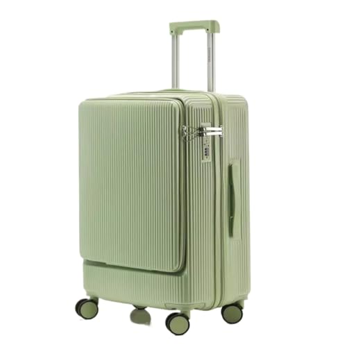 FRADSDBU Trolley-Koffer Neues Herren- und Damengepäck, multifunktionale, vorne öffnende Reisecode-Box, 20 Zoll, for Boarding-Geschäfte Reisekoffer (Color : Green, Size : 20) von FRADSDBU