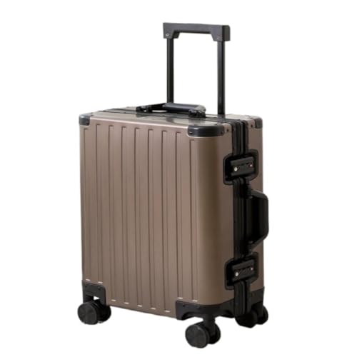 FRADSDBU Trolley-Koffer Trolley-Koffer Aus Magnesium-Aluminium-Legierung for Männer Und Frauen Mit Universalrädern, Business-Boarding-Koffer Reisekoffer (Color : Brown) von FRADSDBU