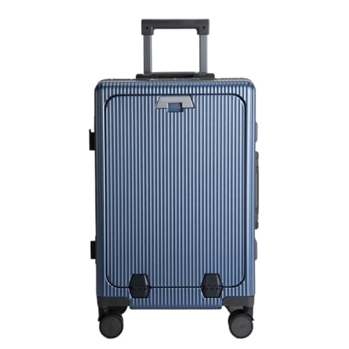 FRADSDBU Trolley-Koffer Vorne Öffnender Aluminiumrahmen-Koffer, Damen-Trolley, Herren-Kabinen-Passwort-Box, Geschäftsreise-Koffer Reisekoffer (Color : Blue, Size : A) von FRADSDBU