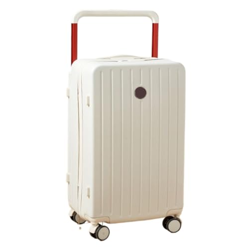 Trolley-Koffer Koffer, Breiter Trolley, Aluminiumrahmen, 20-Zoll-Koffer for Damen, Robuster Und Langlebiger Trolley-Koffer for Herren Reisekoffer (Color : White, Size : 24) von FRADSDBU