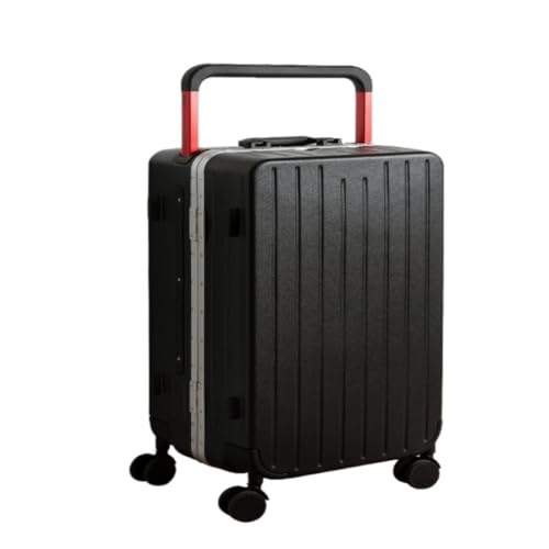 Trolley-Koffer Koffer, Breiter Trolley, Aluminiumrahmen, 24-Zoll-Koffer for Damen, Robuster Und Langlebiger Trolley-Koffer for Herren Reisekoffer (Color : Black, Size : 20) von FRADSDBU