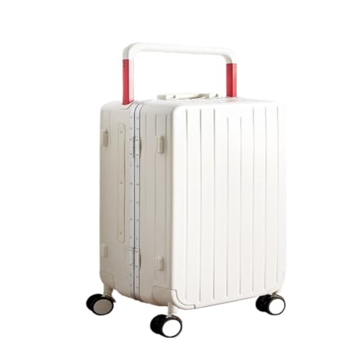 Trolley-Koffer Koffer, Breiter Trolley, Aluminiumrahmen, 24-Zoll-Koffer for Damen, Robuster Und Langlebiger Trolley-Koffer for Herren Reisekoffer (Color : White, Size : 24) von FRADSDBU