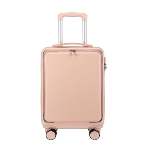 Trolley-Koffer Von Vorne Zu Öffnender Boarding-Koffer for Damen, 24-Zoll-Passwort-Reisekoffer, Universal-Rad-Trolley-Koffer Reisekoffer (Color : Pink, Size : 20) von FRADSDBU