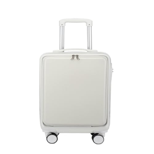 Trolley-Koffer Von Vorne Zu Öffnender Boarding-Koffer for Damen, 24-Zoll-Passwort-Reisekoffer, Universal-Rad-Trolley-Koffer Reisekoffer (Color : White, Size : 20) von FRADSDBU