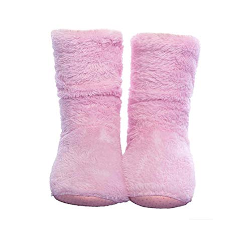 FRALOSHA Herbst und Winter Damen Korallen Samt Schön Modisch Innen Hausschuhe Bodenschuhe Warm Bleiben Bequem Weich Ruhig Stiefel (25CM, Rosa) von FRALOSHA