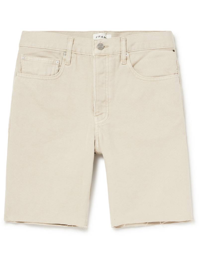 FRAME - Distressed Straight-Leg Cotton-Canvas Shorts - Men - Neutrals - UK/US 30 von FRAME