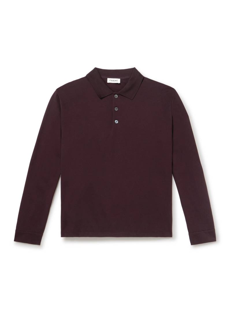FRAME - Mercerised Cotton-Piqué Polo Shirt - Men - Burgundy - XS von FRAME
