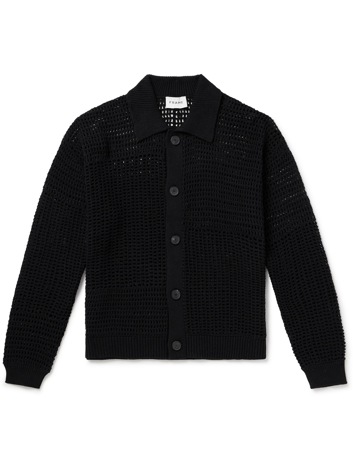 FRAME - Open-Knit Cotton Cardigan - Men - Black - L von FRAME