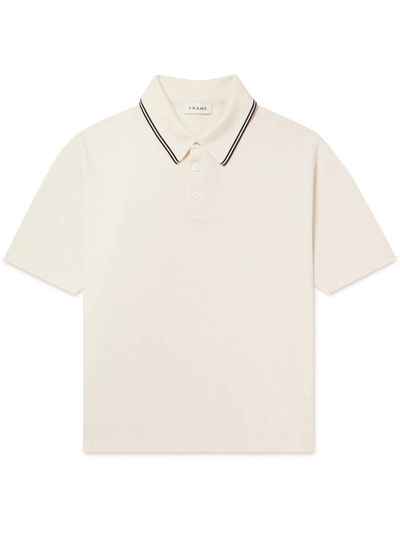 FRAME - Striped Cotton-Piqué Polo Shirt - Men - Neutrals - XL FRAME - Striped Cotton-Piqué Polo Shirt - Men - Neutrals - XL von FRAME