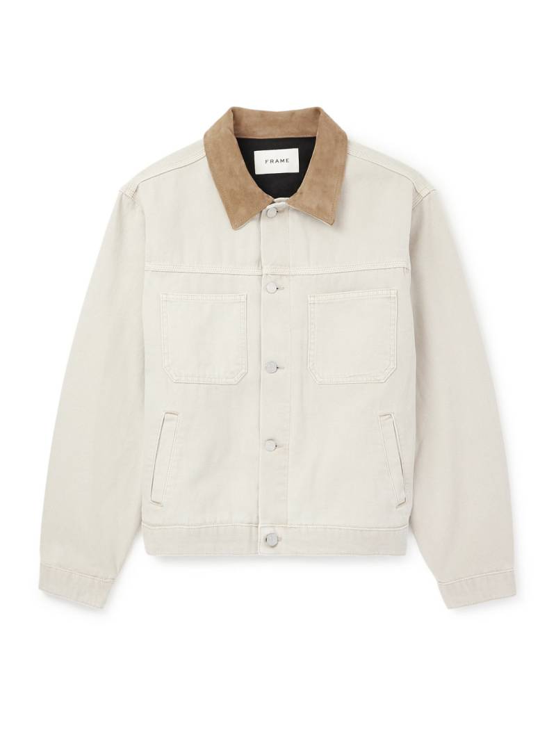 FRAME - Suede-Trimmed Cotton-Canvas Jacket - Men - Neutrals - S von FRAME