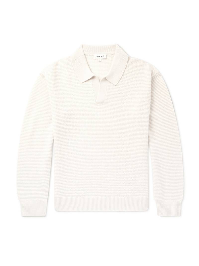 FRAME - Textured Wool and Silk-Blend Polo Shirt - Men - Neutrals - XL von FRAME