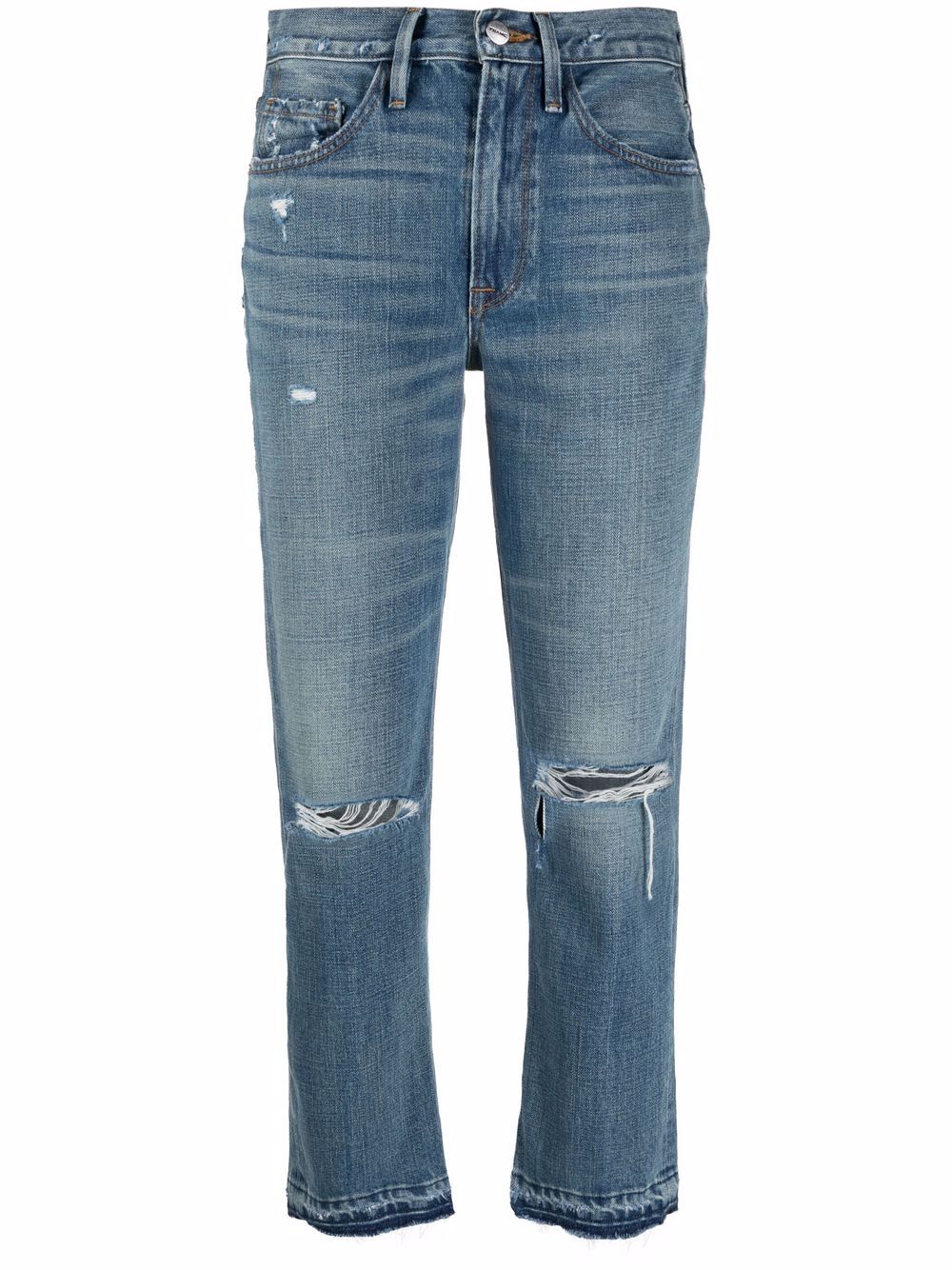 FRAME Cropped-Jeans im Distressed-Look - Blau von FRAME