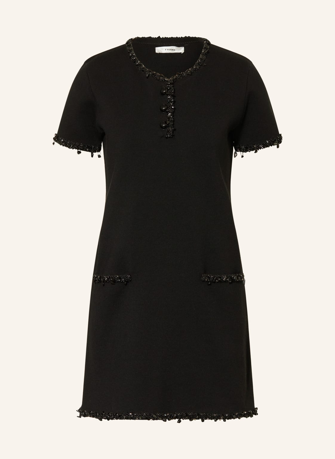 Frame Etuikleid The Beaded Trim Dress Mit Schmucksteinen schwarz von FRAME
