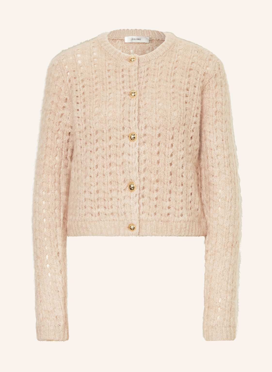 Frame Strickjacke The Plush Cardi Mit Alpaka weiss von FRAME