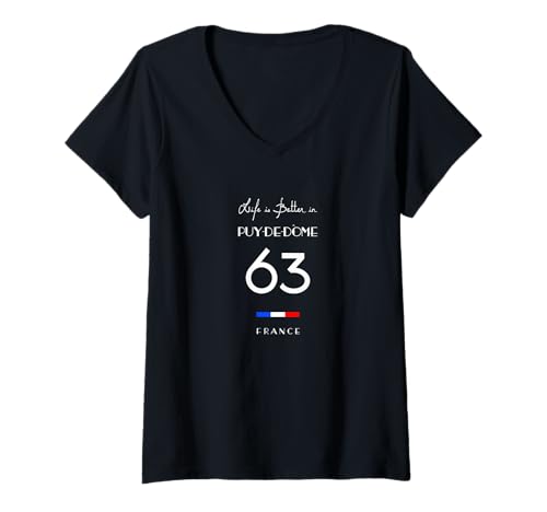 Damen Life in PUY-DE-DÔME Nummer 63 Bas-Pays d'Auvergne Frankreich T-Shirt mit V-Ausschnitt Damen Life in PUY-DE-DÔME Nummer 63 Bas-Pays d'Auvergne Frankreich T-Shirt mit V-Ausschnitt von FRANCE Regions Departments Art & Designs