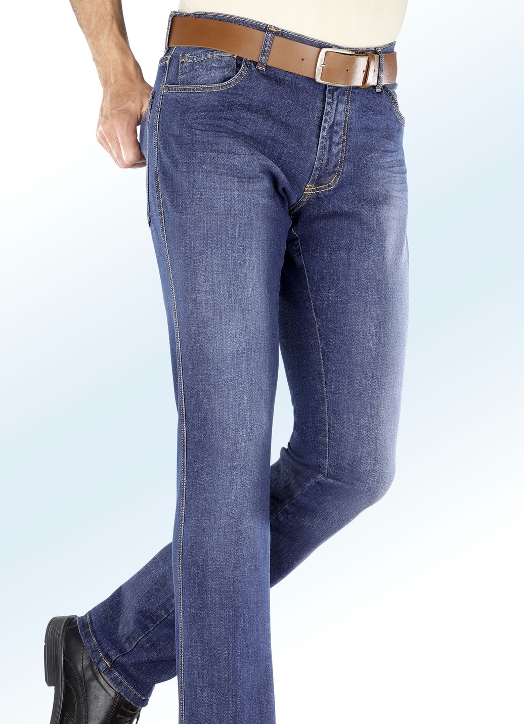 "Francesco Botti"-Unterbauch-Jeans mit Dehnbund in 3 Farben, Jeansblau, Größe 58 von FRANCESCO BOTTI