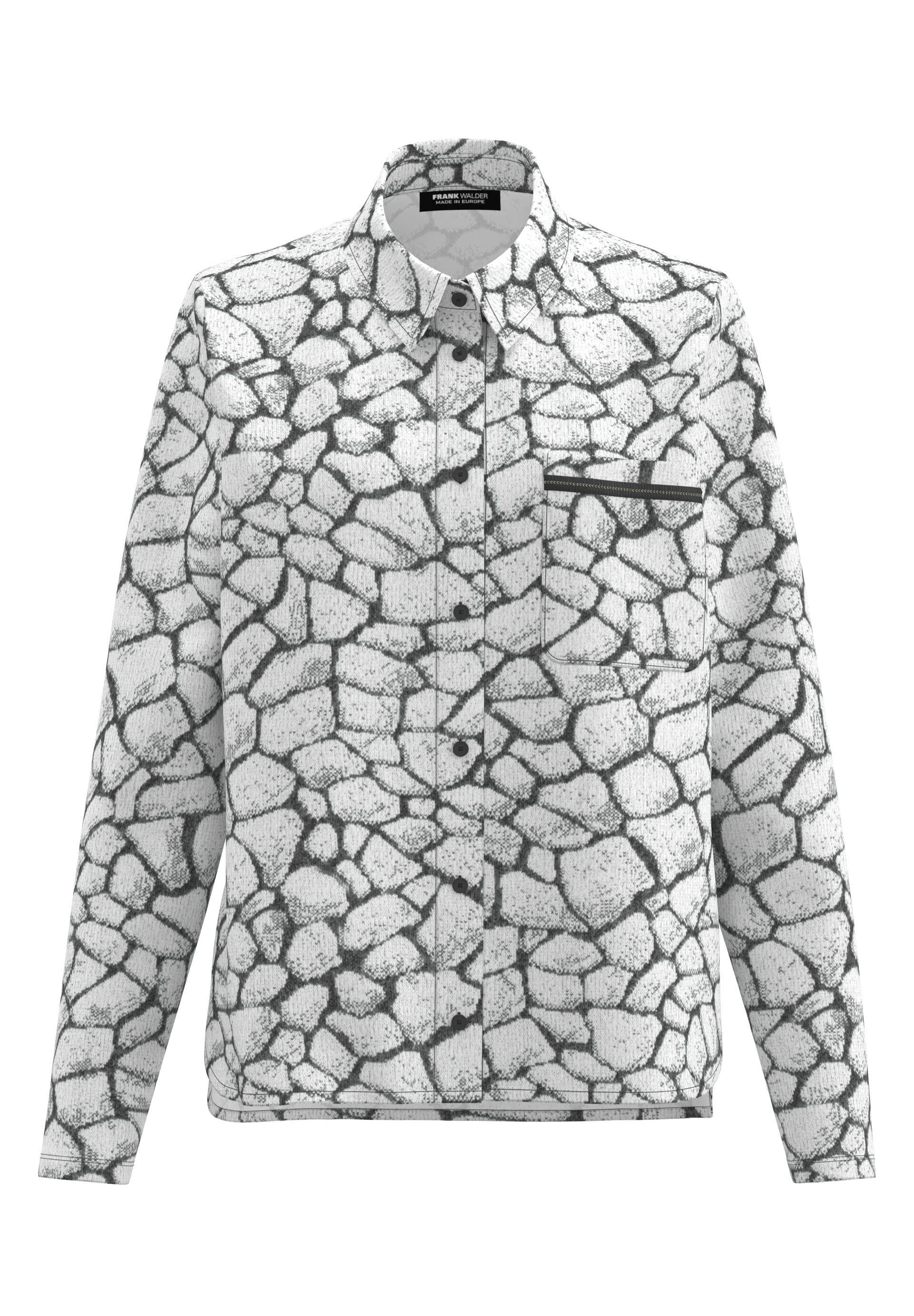 FRANK WALDER - Bluse ELEMENTS mit Statement-Print anthrazit/ecru - Gr. - 40 von FRANK WALDER