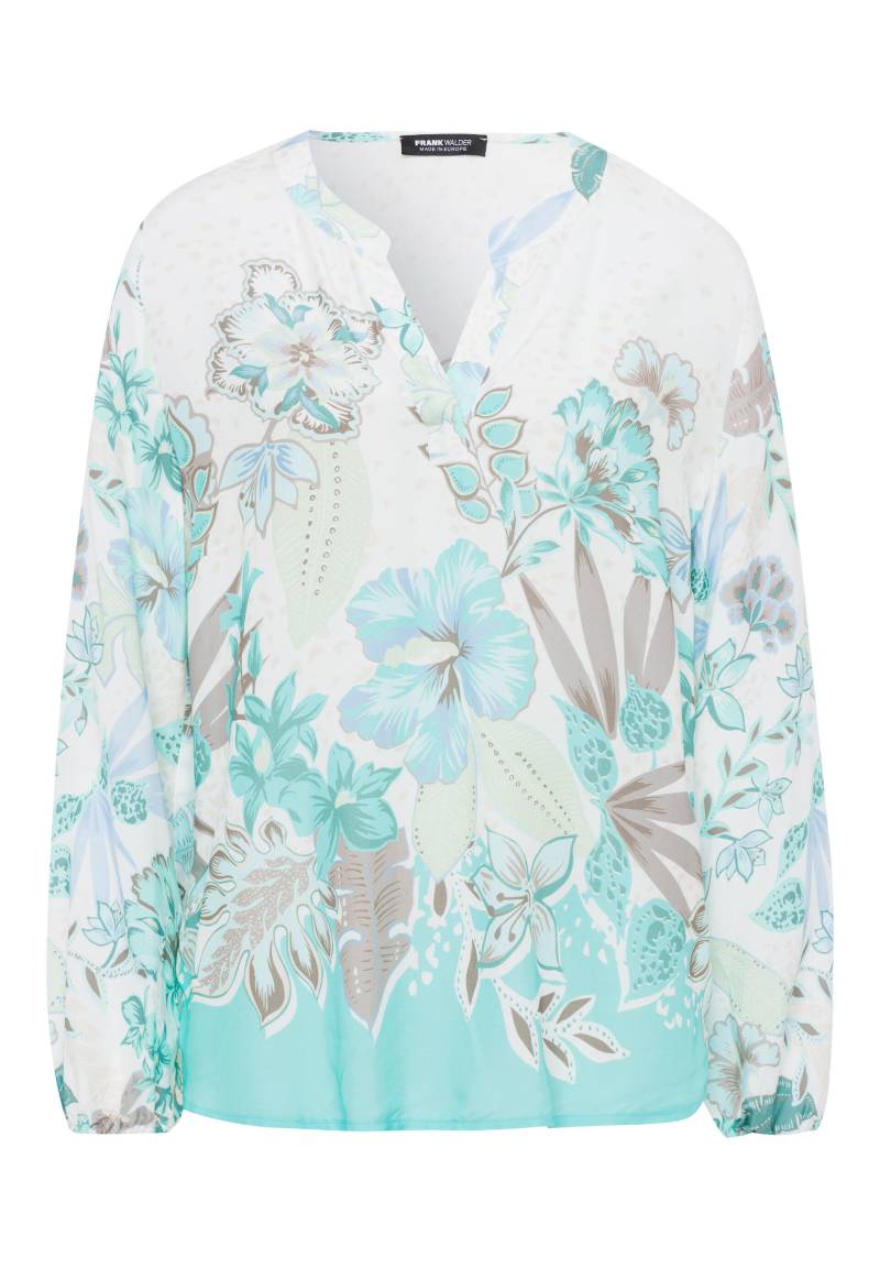FRANK WALDER - Bluse EXOTIC JUNGLE mit sommerlichen Panneauxprint fresh mint/iced coffee/ecru - Gr. - 46 von FRANK WALDER