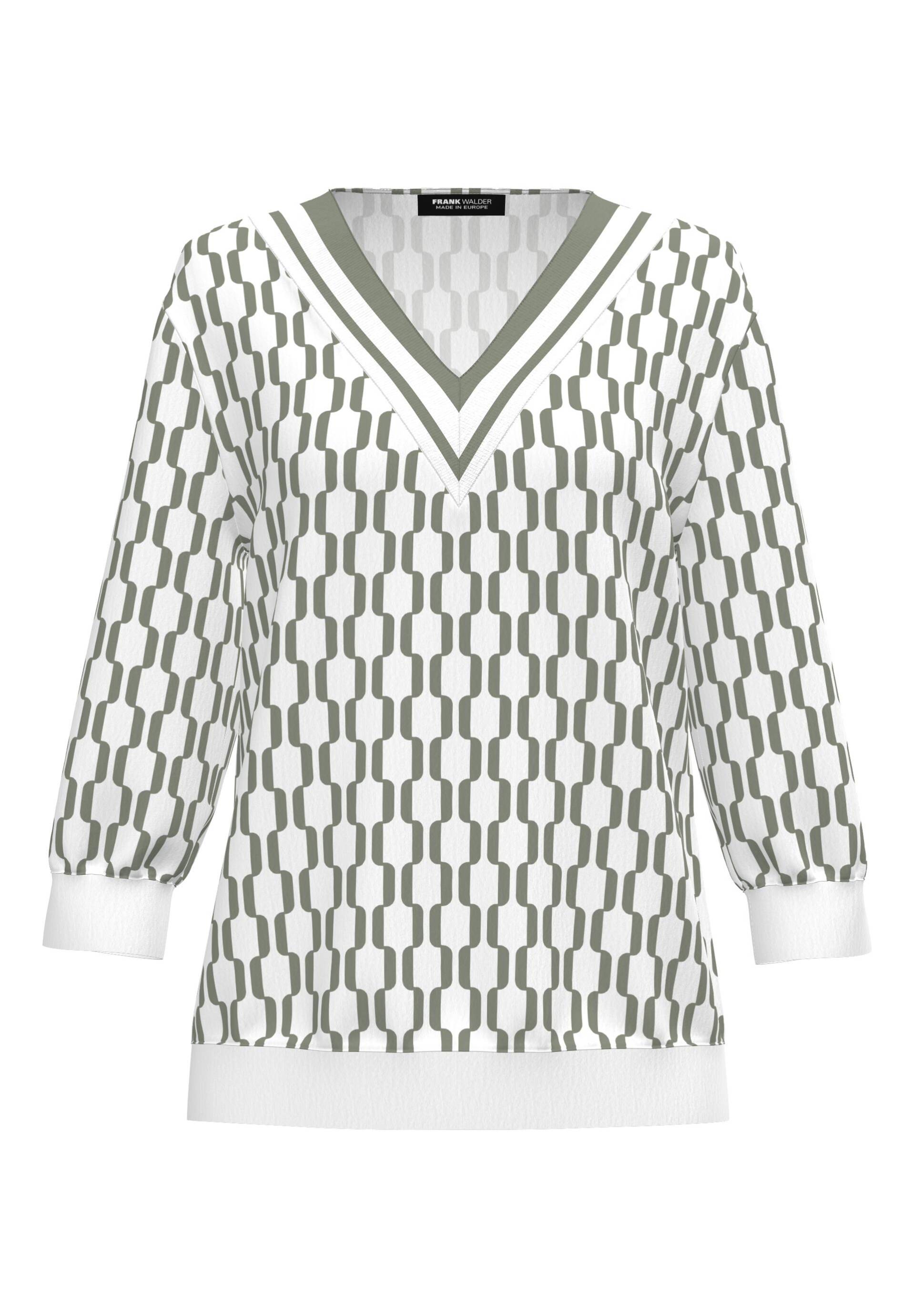 FRANK WALDER - Bluse FLOWER HARMONY im graphischem Dessin ecru/salbei - Gr. - 44 von FRANK WALDER