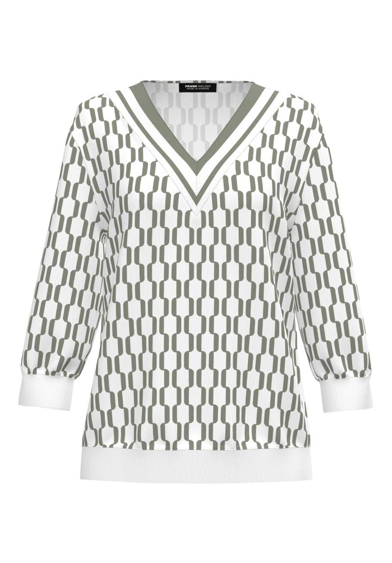 FRANK WALDER - Bluse FLOWER HARMONY im graphischem Dessin ecru/salbei - Gr. - 46 von FRANK WALDER