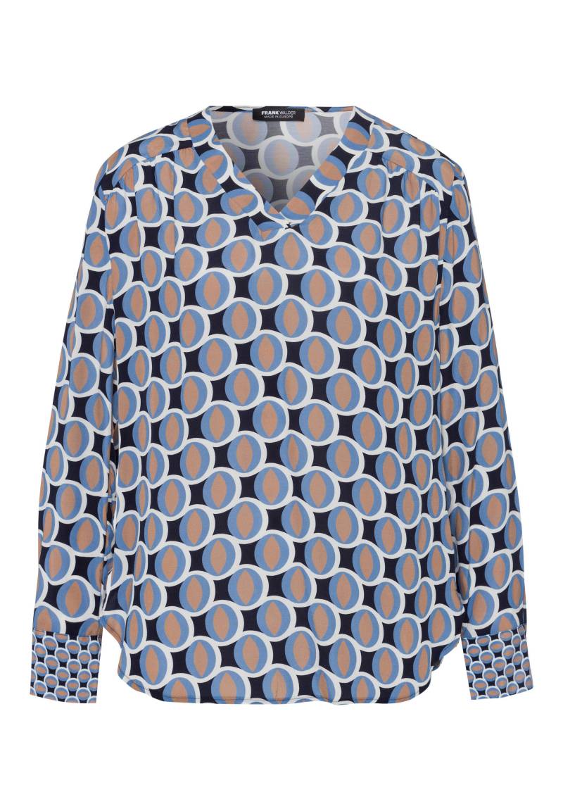 FRANK WALDER - Bluse NEW INSPIRATION mit femininer Kräuselung smokey blue/camel/ink/ecru - Gr. - 46 von FRANK WALDER