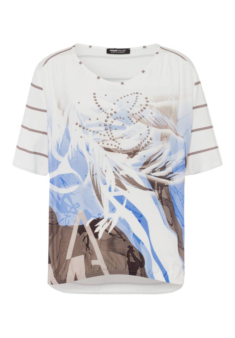 FRANK WALDER - Blusenshirt BOTANICAL STORY mit sommerlichem Position-Print taupe/ecru/sky blue - Gr. - 40 von FRANK WALDER