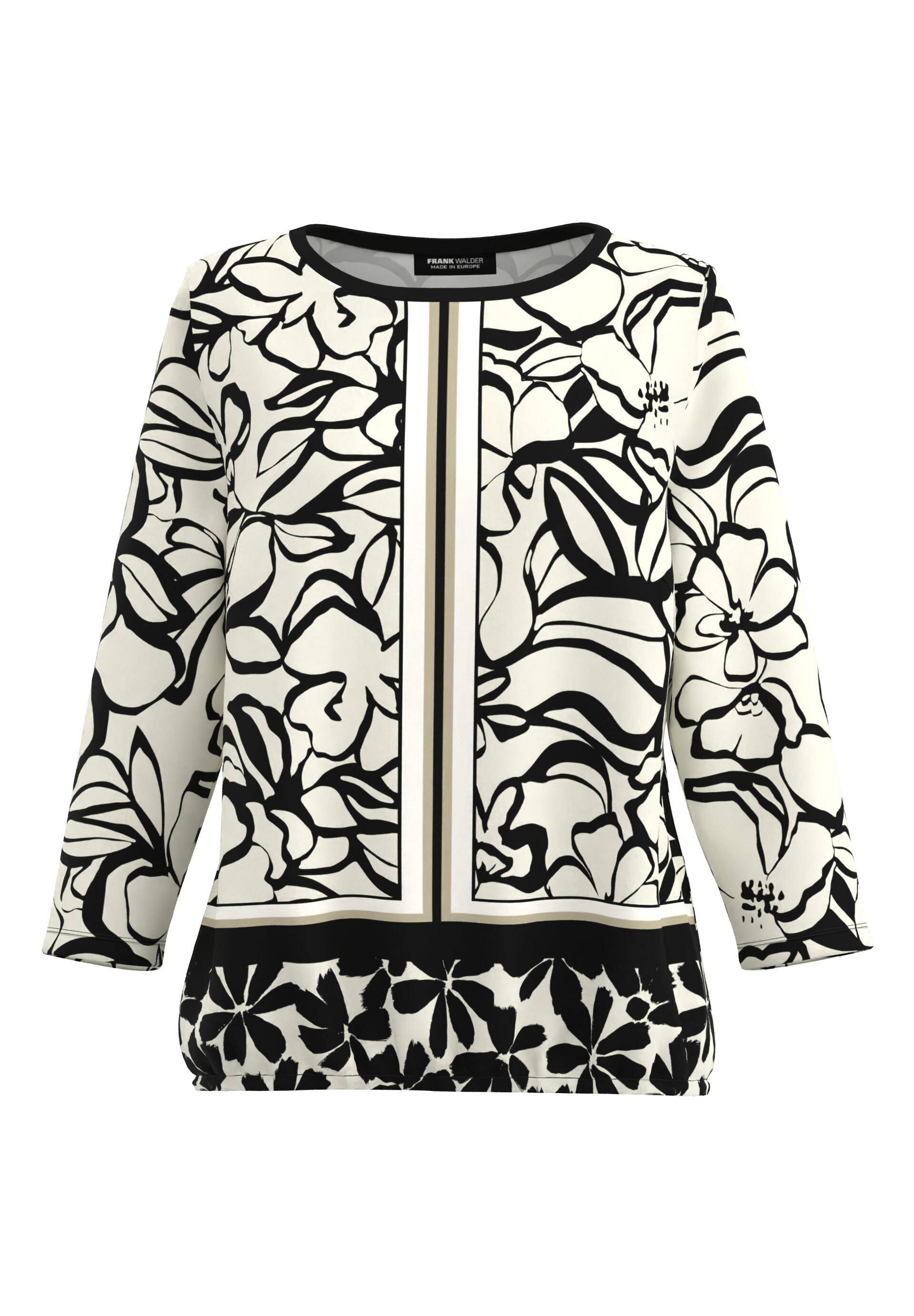 FRANK WALDER - Blusenshirt MONOCHROME ESSENCE mit stilvollem Print ecru/cashew/schwarz - Gr. - 42 von FRANK WALDER