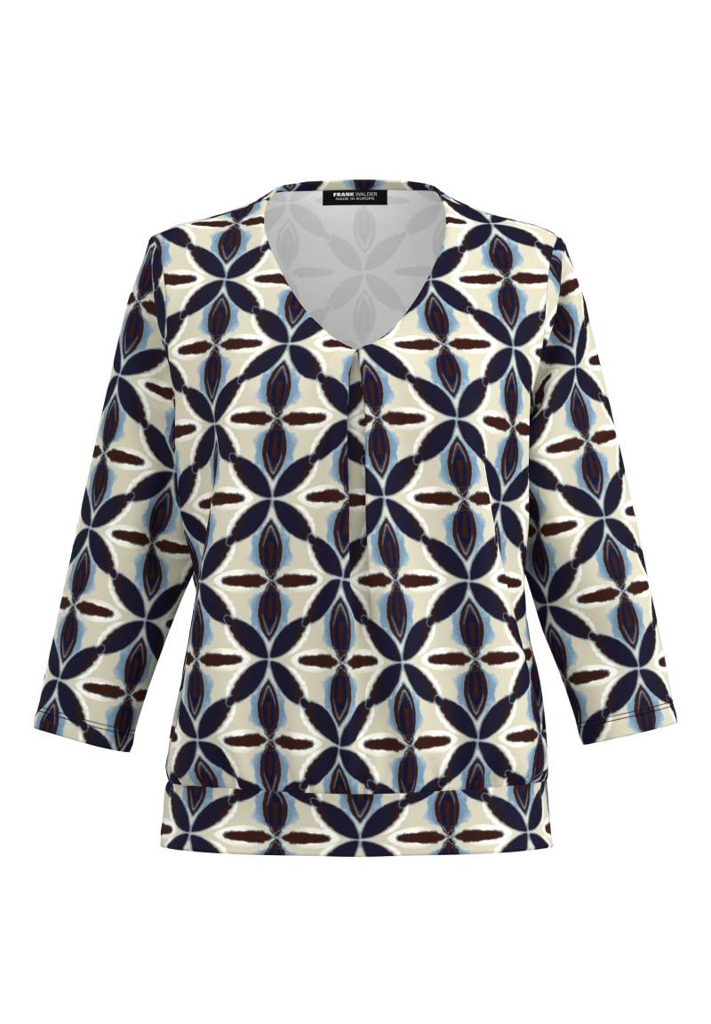 FRANK WALDER - Blusenshirt NOS mit Faltendetail im Vorderteil french blue/ink/sand/ecru - Gr. - 44 von FRANK WALDER