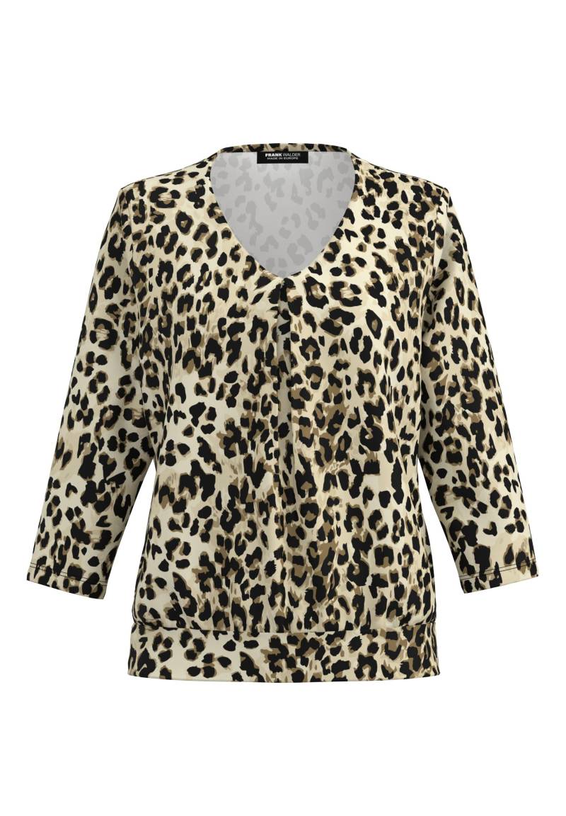 FRANK WALDER - Blusenshirt NOS mit Faltendetail im Vorderteil marone/cashew/ecru - Gr. - 44 von FRANK WALDER