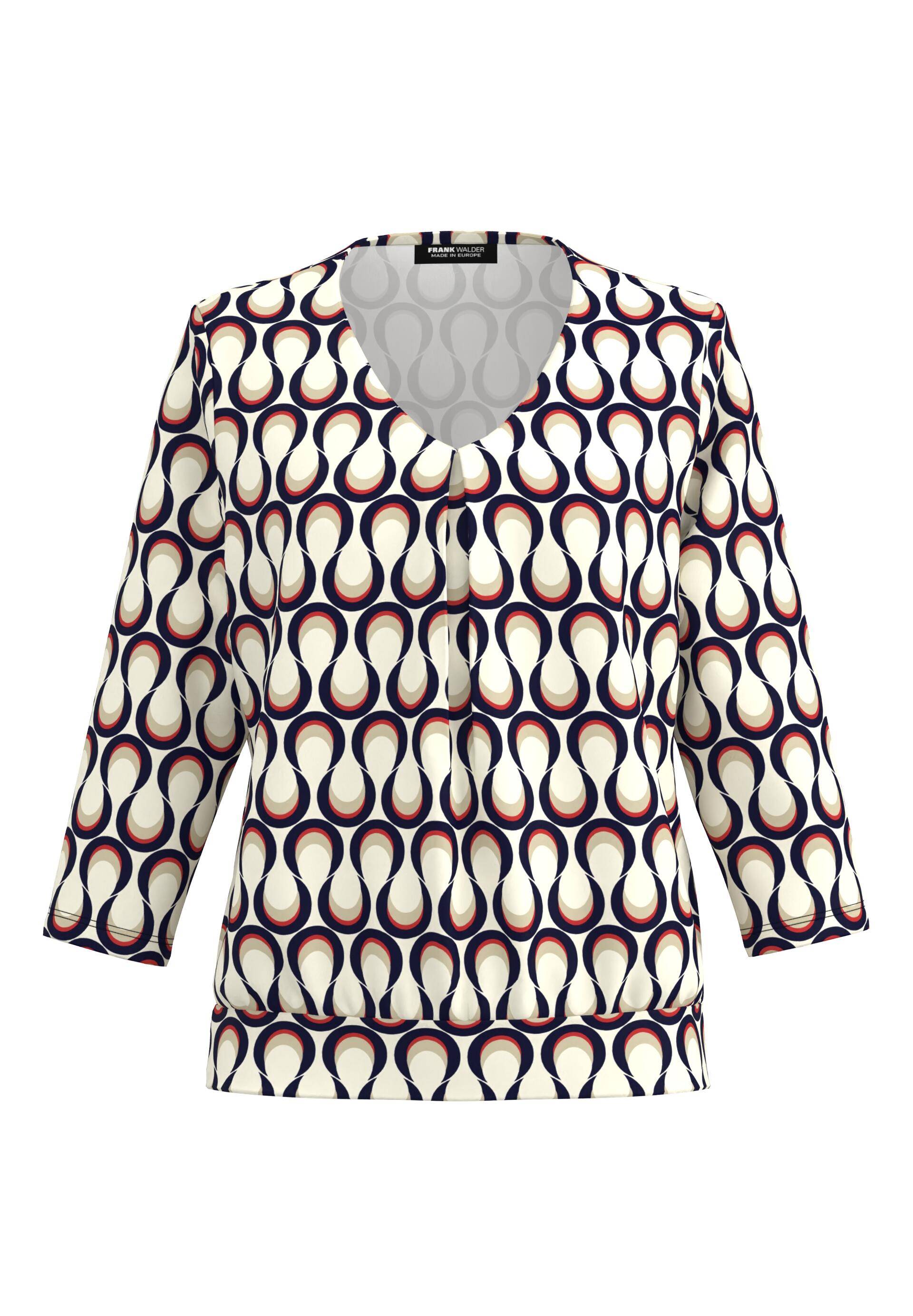 FRANK WALDER - Blusenshirt NOS mit Faltendetail im Vorderteil merlot/ink/ecru - Gr. - 40 von FRANK WALDER