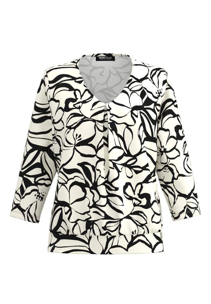 FRANK WALDER - Blusenshirt NOS mit Faltendetail im Vorderteil schwarz/cashew - Gr. - 46 von FRANK WALDER