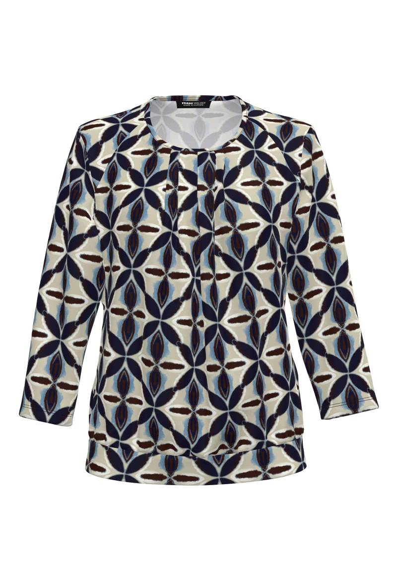 FRANK WALDER - Blusenshirt NOS mit aparter Faltenpartie french blue/ink/sand/ecru - Gr. - 38 von FRANK WALDER