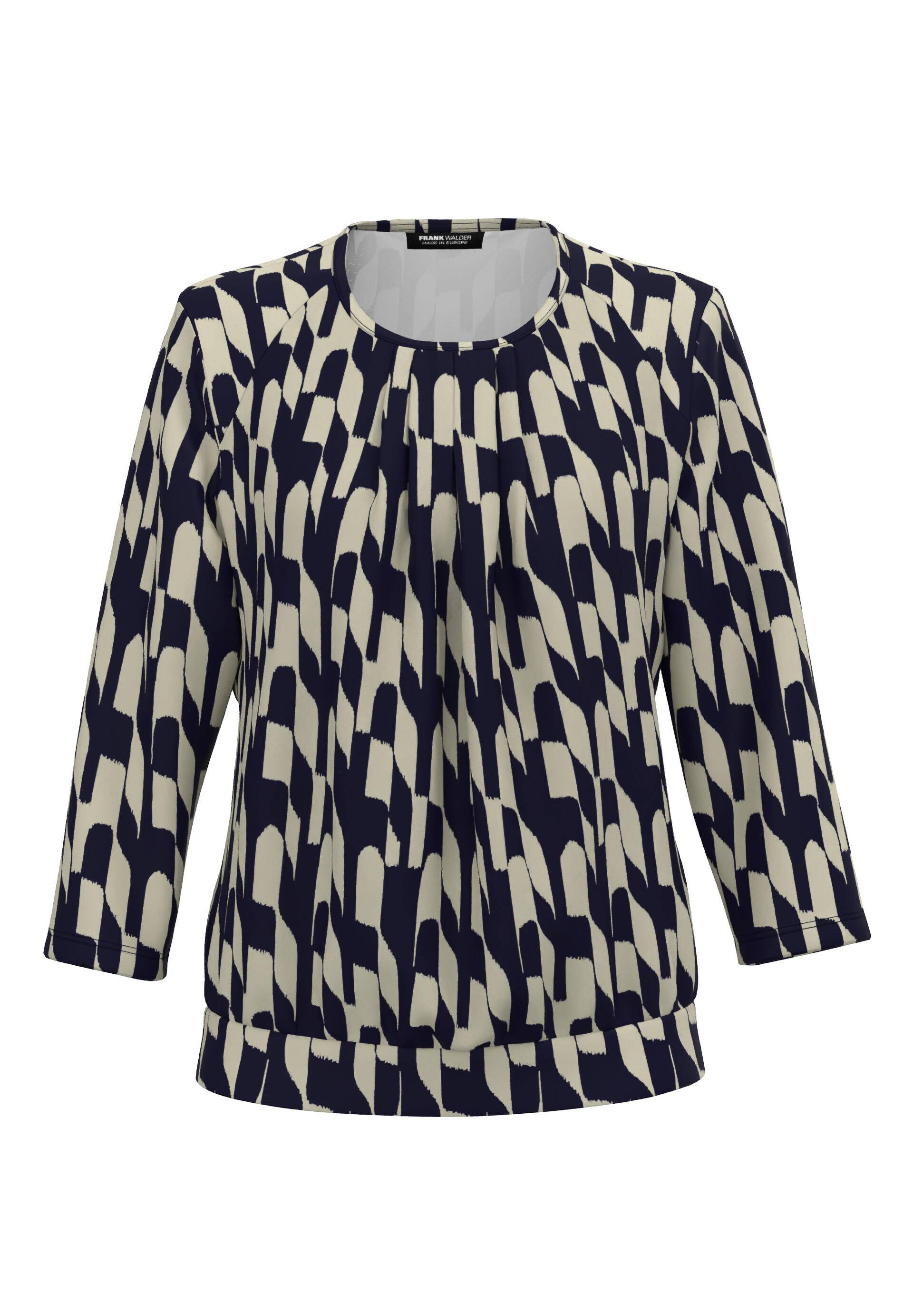 FRANK WALDER - Blusenshirt NOS mit aparter Faltenpartie sand/ink - Gr. - 44 von FRANK WALDER