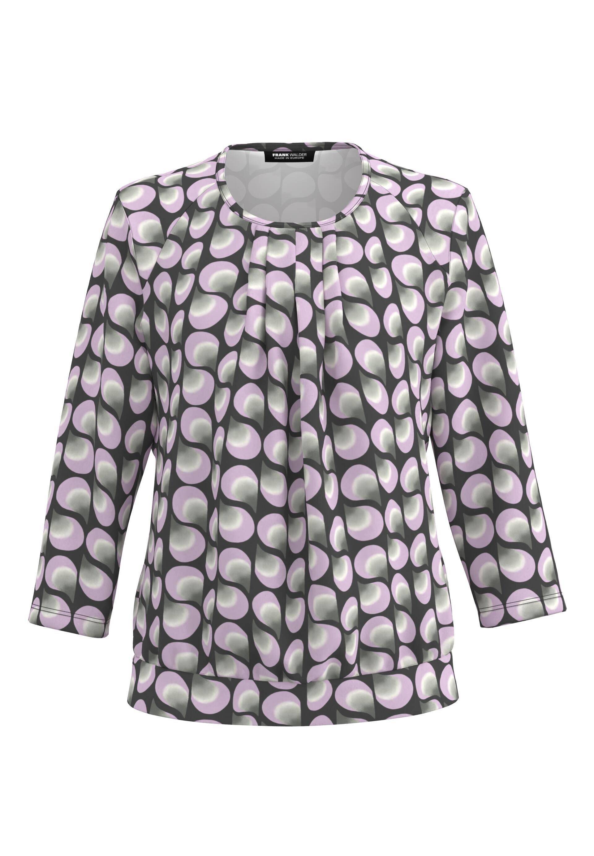 FRANK WALDER - Blusenshirt NOS mit aparter Faltenpartie soft purple/anthrazit/ecru - Gr. - 48 von FRANK WALDER