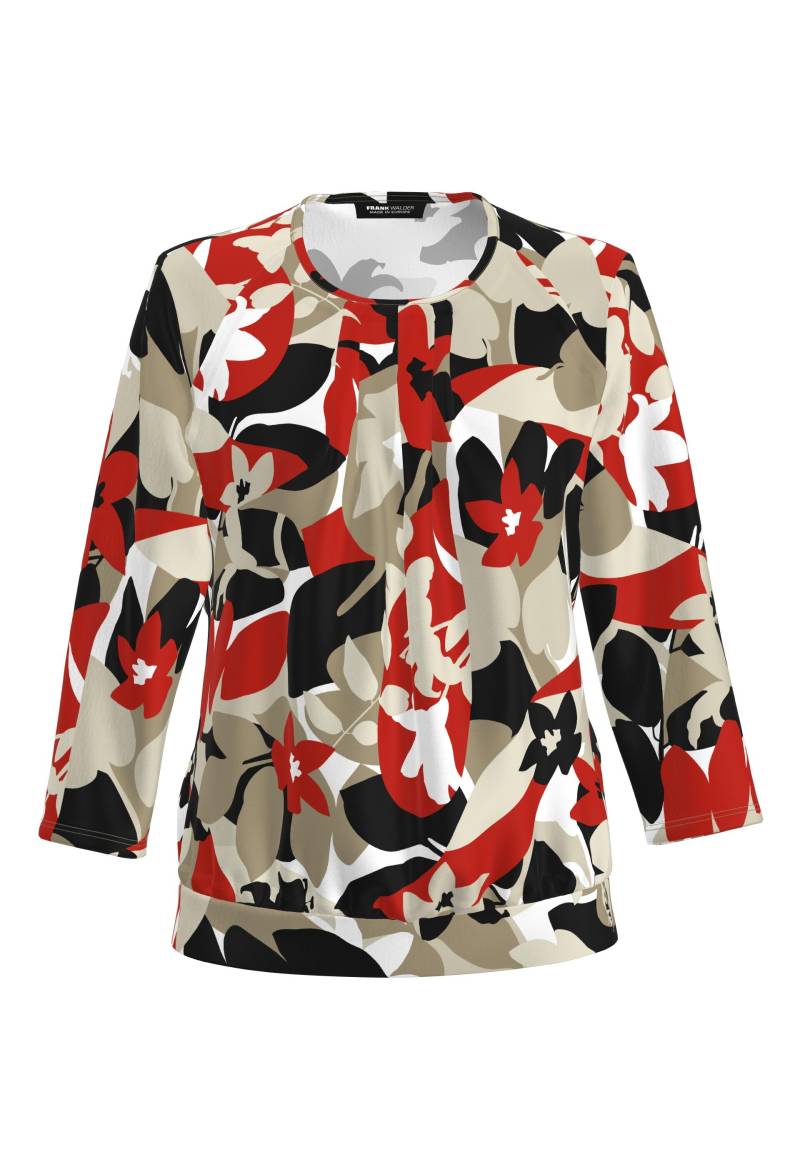 FRANK WALDER - Blusenshirt NOS mit modernem Blütendesign sandstone/cranberry/ecru/schwarz - Gr. - 46 von FRANK WALDER