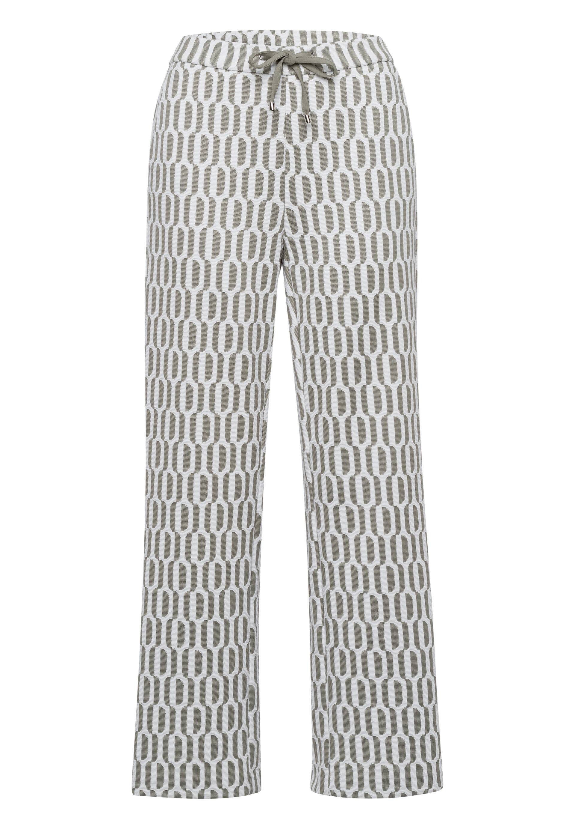 FRANK WALDER - Hose BRENDA FLOWER HARMONY im graphischen Dessin ecru/salbei - Gr. - 48 von FRANK WALDER