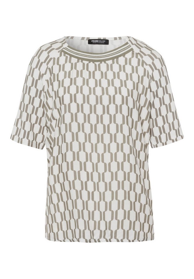 FRANK WALDER Kurzarmbluse - modische Kurzarmbluse in Allover-Print mit Rundhalsausschnitt von FRANK WALDER