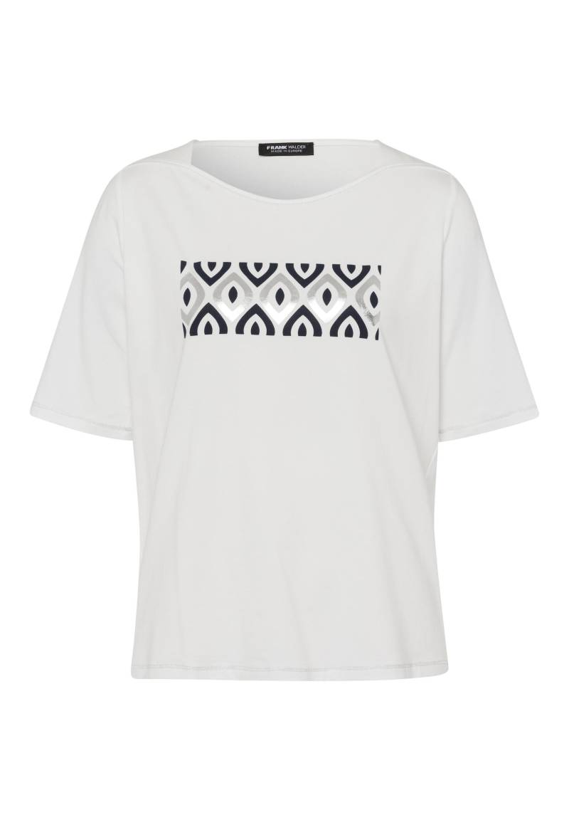 FRANK WALDER - Kurzarmshirt LOVE AT FIRST SIGHT mit geometischem Motiv weiss/ink - Gr. - 38 von FRANK WALDER