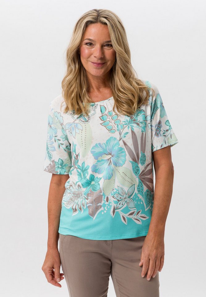 FRANK WALDER Kurzarmshirt mit sommerlichen Panneauxprint von FRANK WALDER