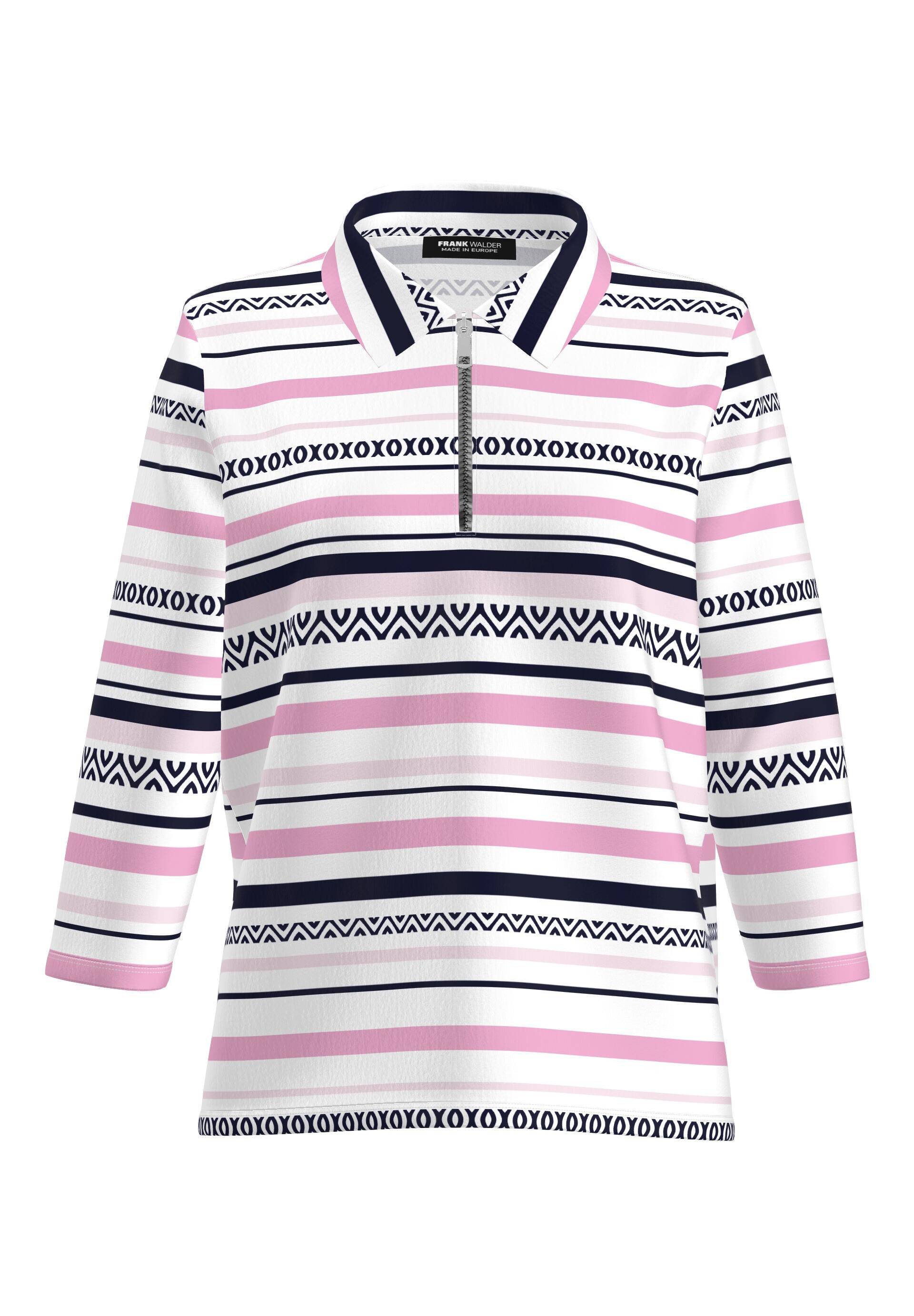 FRANK WALDER - Polo-Shirt ELEMENTS mit sportivem Zipper ecru/ink/rosé/azalee - Gr. - 42 von FRANK WALDER