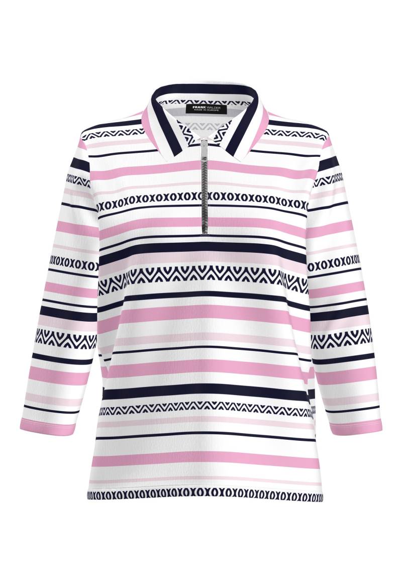 FRANK WALDER - Polo-Shirt ELEMENTS mit sportivem Zipper ecru/ink/rosé/azalee - Gr. - 42 von FRANK WALDER