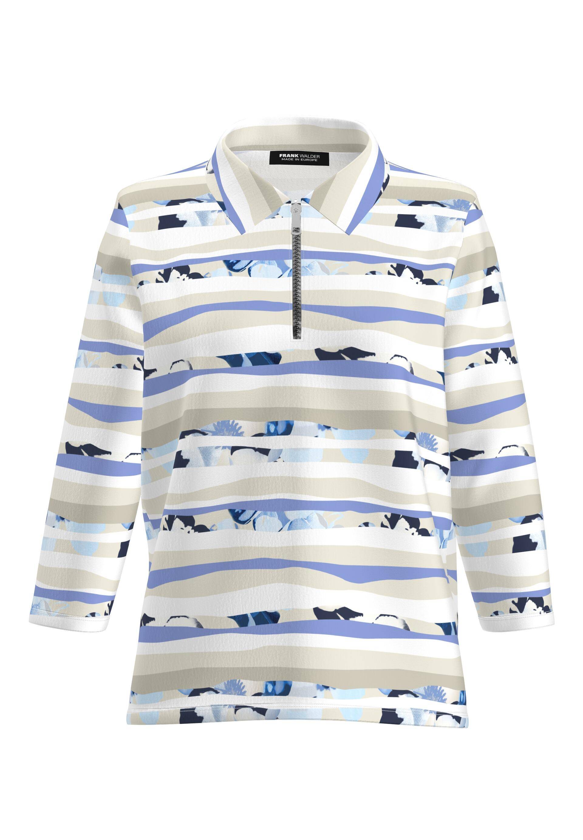 FRANK WALDER - Poloshirt ELEMENTS mit Zip light aqua/pacific blue/sand - Gr. - 40 von FRANK WALDER